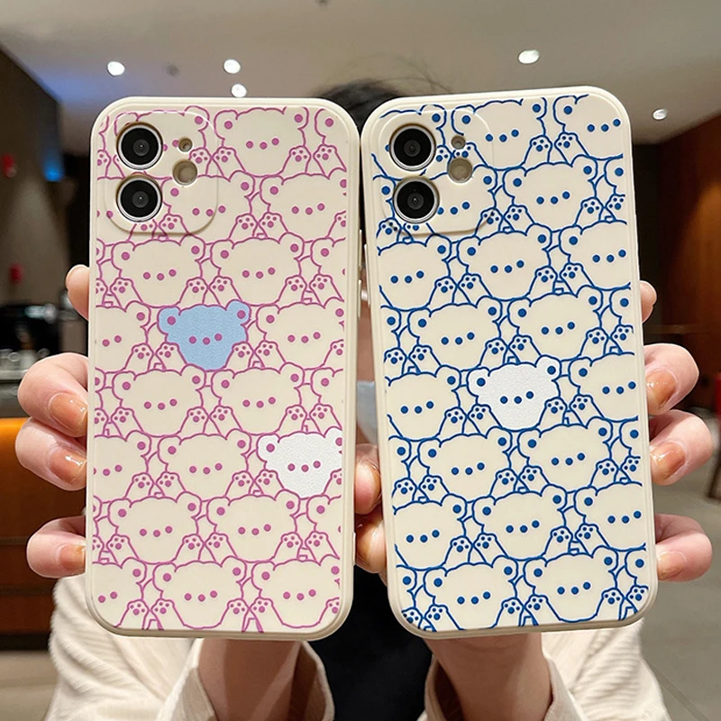 

Simplicity Pink Bears Cases For iPhone 6 7 8 11 12 13 Pro Max Mini Pro Max X XR XS Max SE 2020 6S Plus Soft Silicone Cover