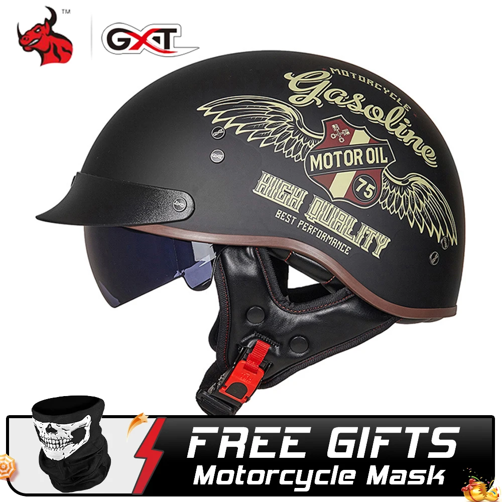 

Сертификация GXT DOT Ретро мотоциклетный шлем Мото шлем скутер Винтаж Половина лица Байкер Мотоцикл авария Мото шлем Casco Moto