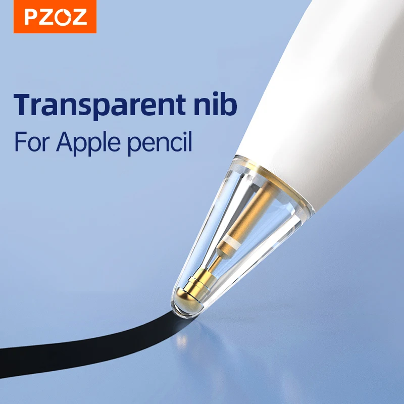 

PZOZ Metal Nib Tips Replacement For Apple Pencil 1st 2nd iPad Stylus Transparent Nib Double Layer Touchscreen Pen Replaces Nib