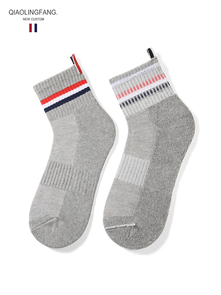 TB socks mid-tube socks pure cotton men and women couple striped webbing mid-tube tide brand socks boxed