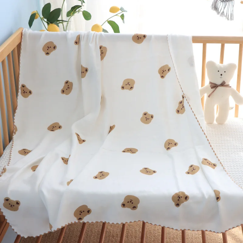 

2 слоя бамбукового волокна, Крутое детское одеяло, летнее прохладное и мягкое Пеленальное Одеяло для новорожденных, детское одеяло с принтом, 1 м * 1 м