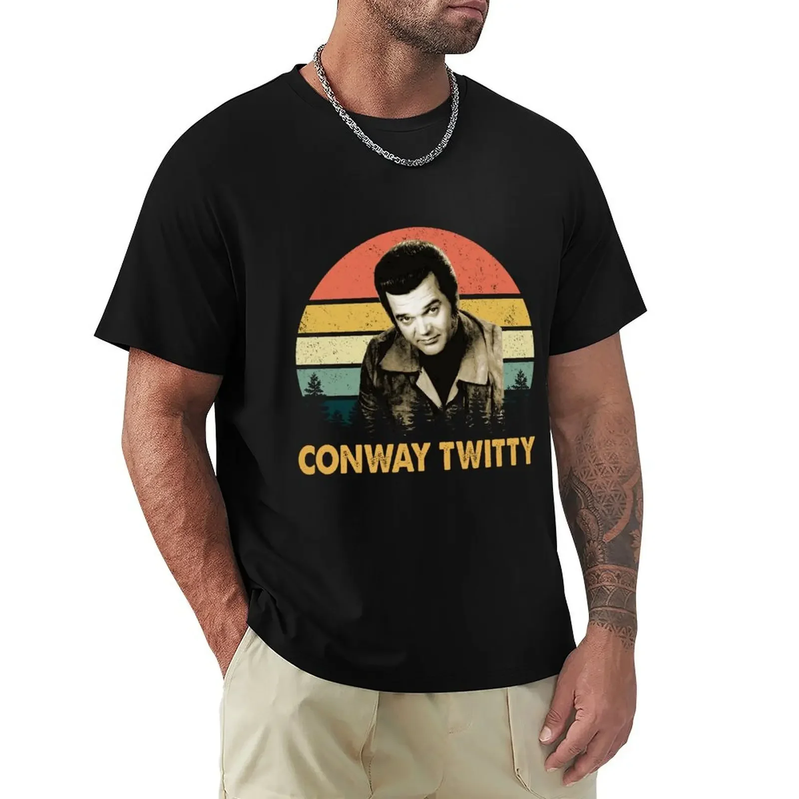 Винтажная футболка Conway Twitty спортивная мужская одежда набор мужских футболок с