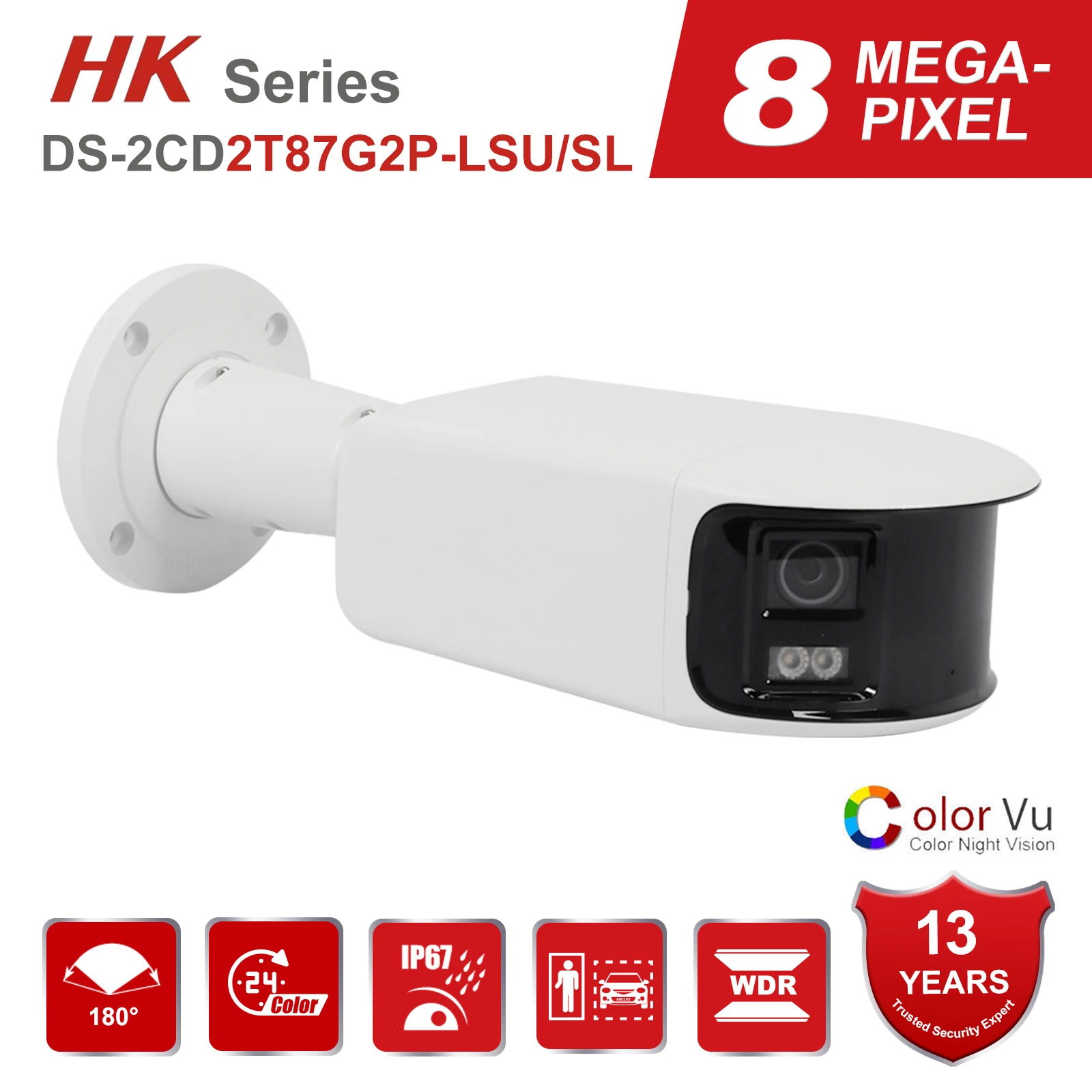 

HK Original DS-2CD2T87G2P-LSU/SL Panoramic 4K Active Strobe Light&Audio ColorVu Fixed Bullet Network Camera Motion Detection 2.0