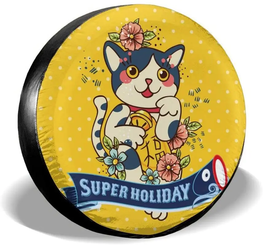 

car Accessories Spare Tire Cover Cute Lucky Cat tire Cover for Trucks Trailers Rv SUV and Many