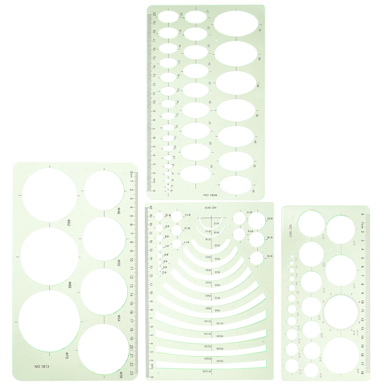 Набор шаблонов для рисования круг транспортир зеленые геометрические линейки