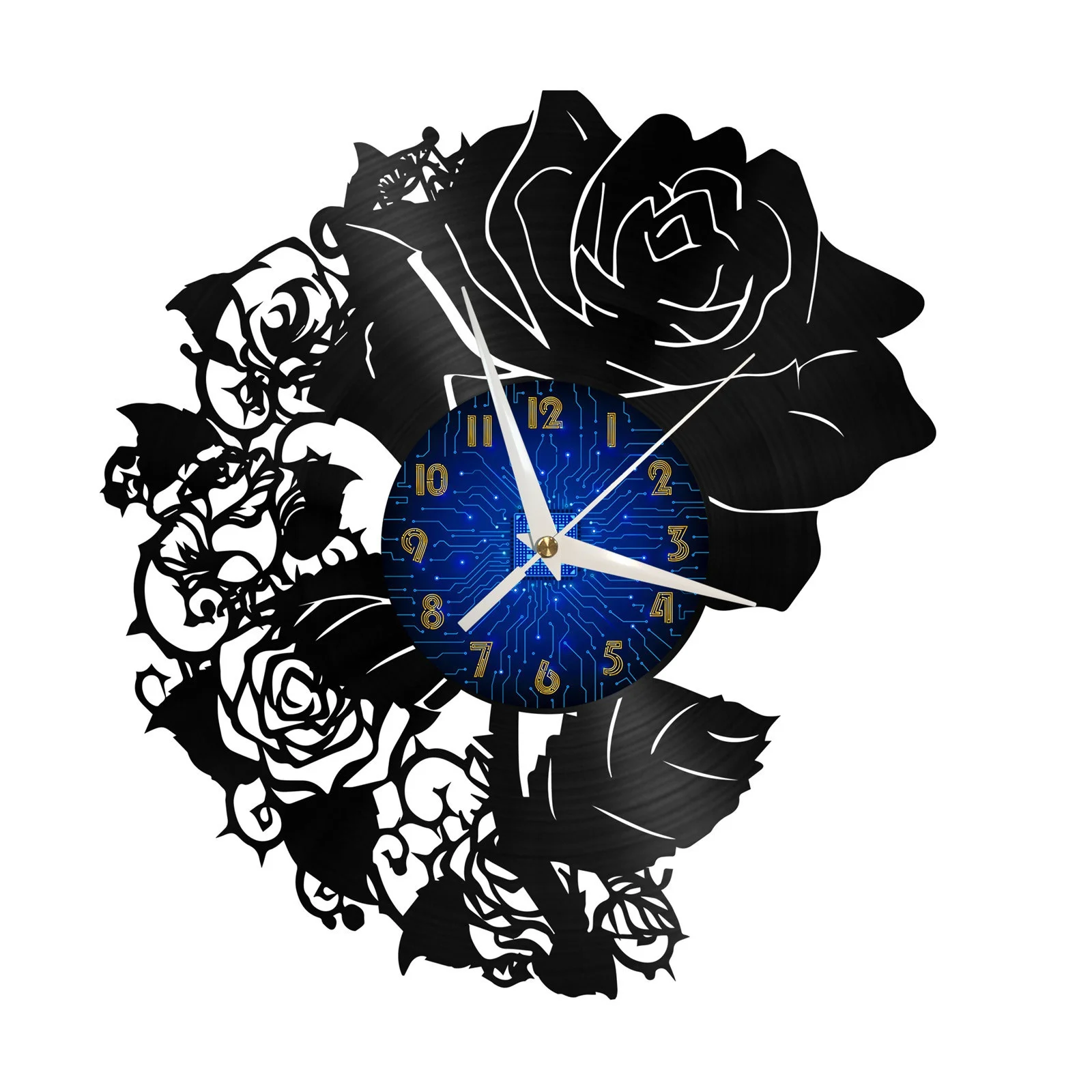 

Rose flower Vinyl Record Wall Clock for Kitchen Wall Decor Wall Art