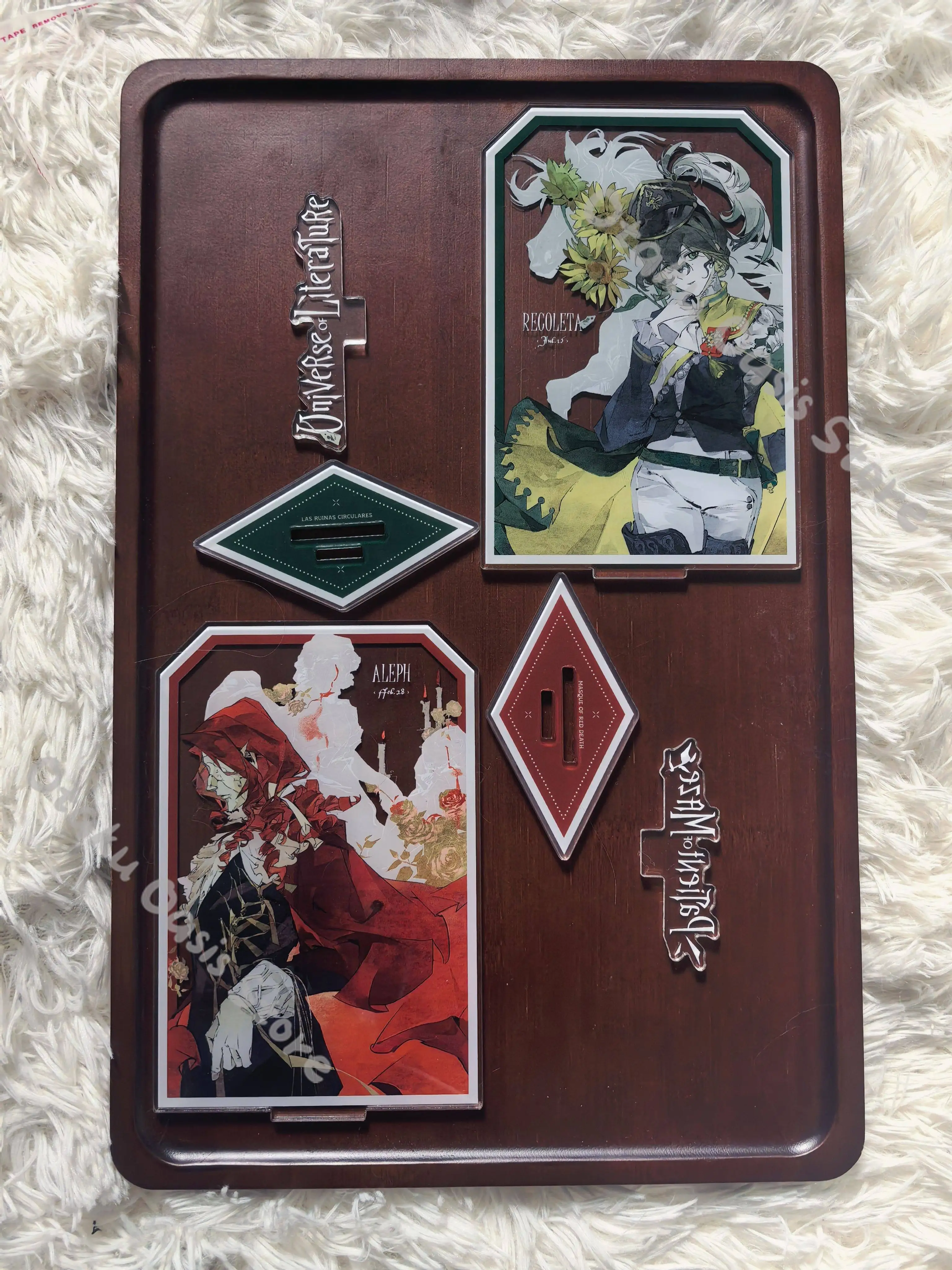 Фото Значок-брошь Aleph Recoleta Reverse:1999 в форме эллипса, цветная бумажная закладка-шикиши, акриловая подставка-закладка Fangoods №2