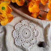 gerring handmade crochet doily place table mat for cup lace flower coasters cotton linen coffee home decor