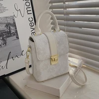 vintage ribbon square box bag new quality pu leather womens designer handbag luxury brand shoulder messenger bag with scarf