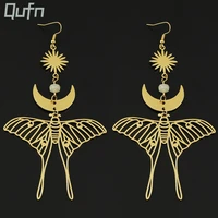 exaggerated punk butterfly moon big pendant multilevel hollow earrings women nightclub jewelry accessories for party gift
