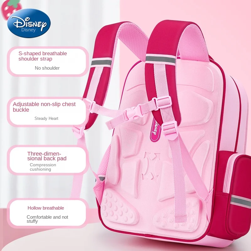 Фото Школьная сумка Disney Lotso для девочек 1-4 классов, ортопедический рюкзак на плечо для учащихся начальной школы, большая вместимость, легкие водонепроницаемые Mochilas №3