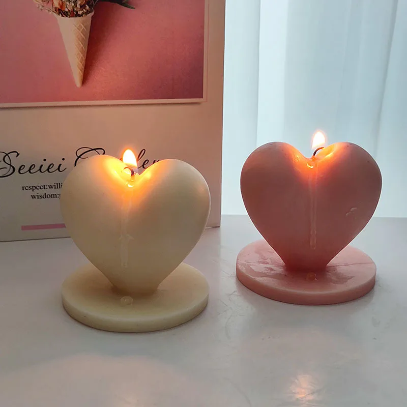 Heart Shaped With Base Mold Silicone Containers Birthday Set For Making Decorative Scented Aromatic Candles