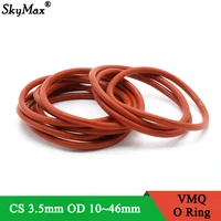 10pcs vmq o ring seal gasket thickness cs 3 5mm od 10 46mm silicone rubber insulated waterproof washer round shape nontoxi red