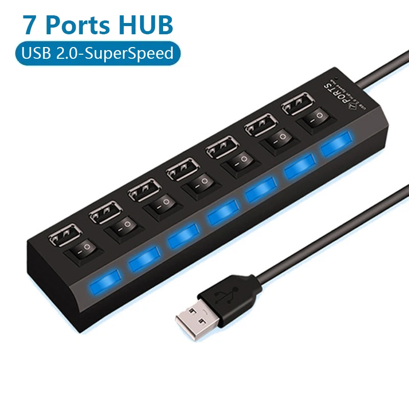 

USB-разветвитель с 7 портами USB 2,0, USB, 30 см