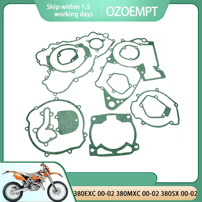 

OZOEMPT Engine Cylinder Crankcase Repair Gasket Apply to 380EXC 00-02 380MXC 00-02 380SX 00-02