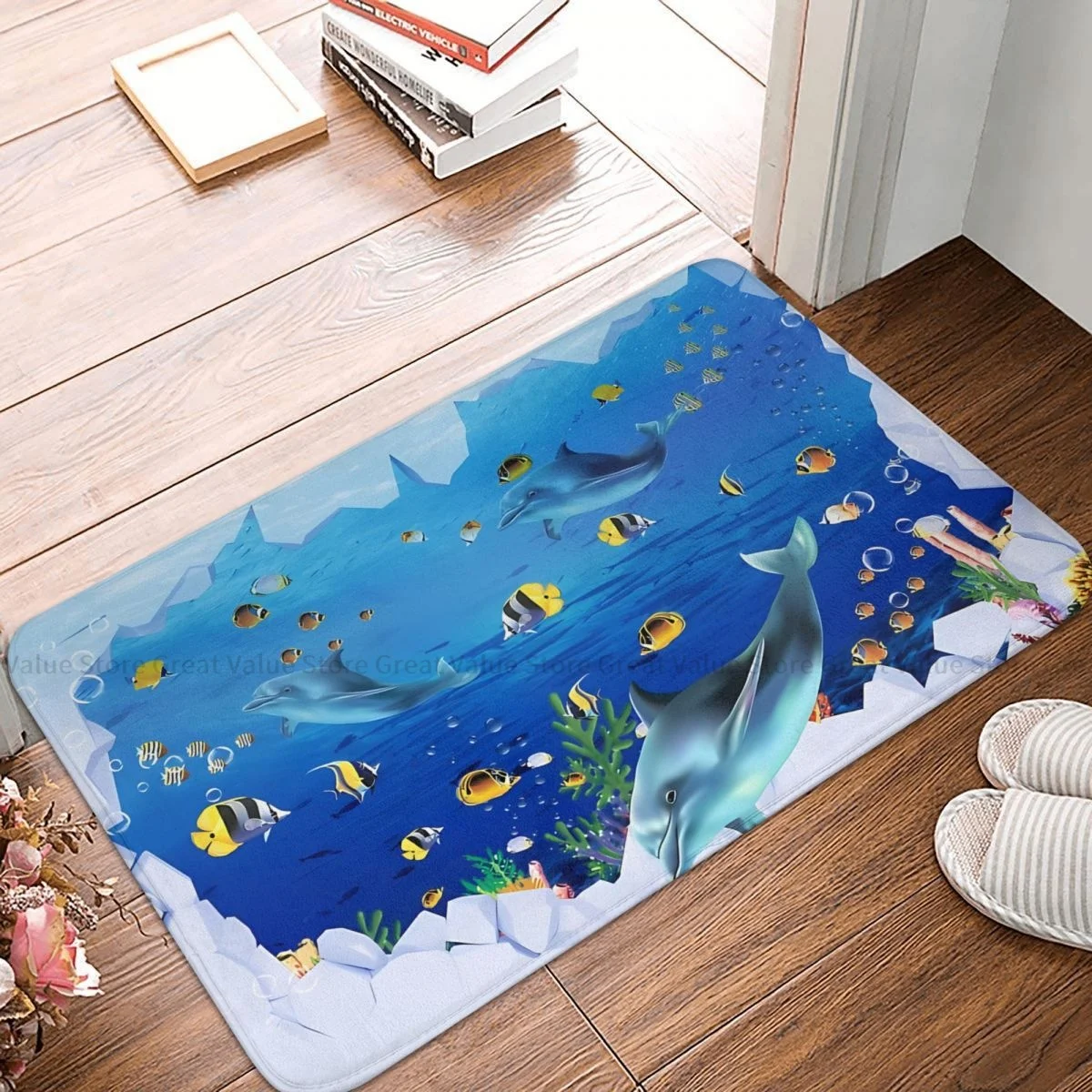 

3D Ocean World Kitchen Non-Slip Carpet Underwater Bedroom Mat Entrance Door Doormat Home Decor Rug