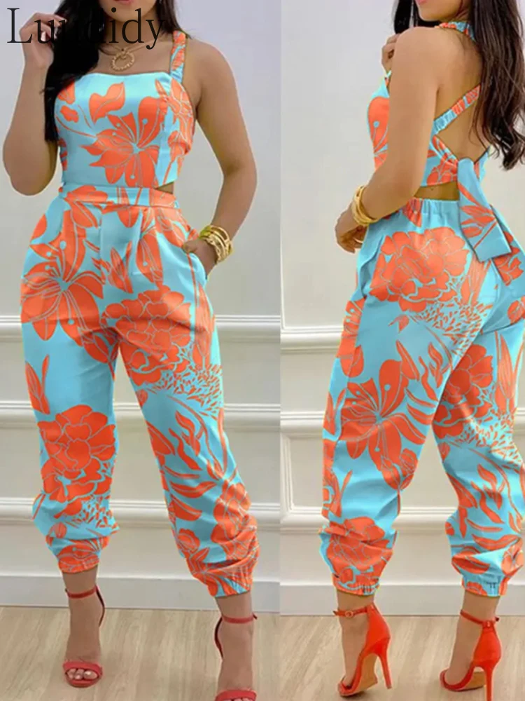 

Women Sexy Backless Cami Jumpsuit Women Jumpsuits Elegant Party Playsuit Overalls