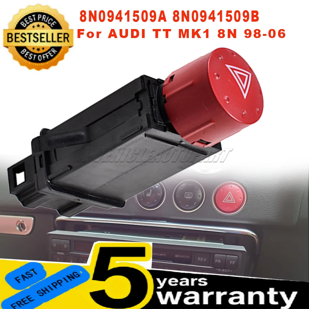

Переключатель аварийной сигнализации для Audi TT MK1 8N 1998-2006, новый 1 шт., кнопка аварийной сигнализации 8N0941509B