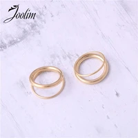 joolim high end 18k gold pvd no fade new fashion style rose gold double rings for women stainless steel jewelry wholesale
