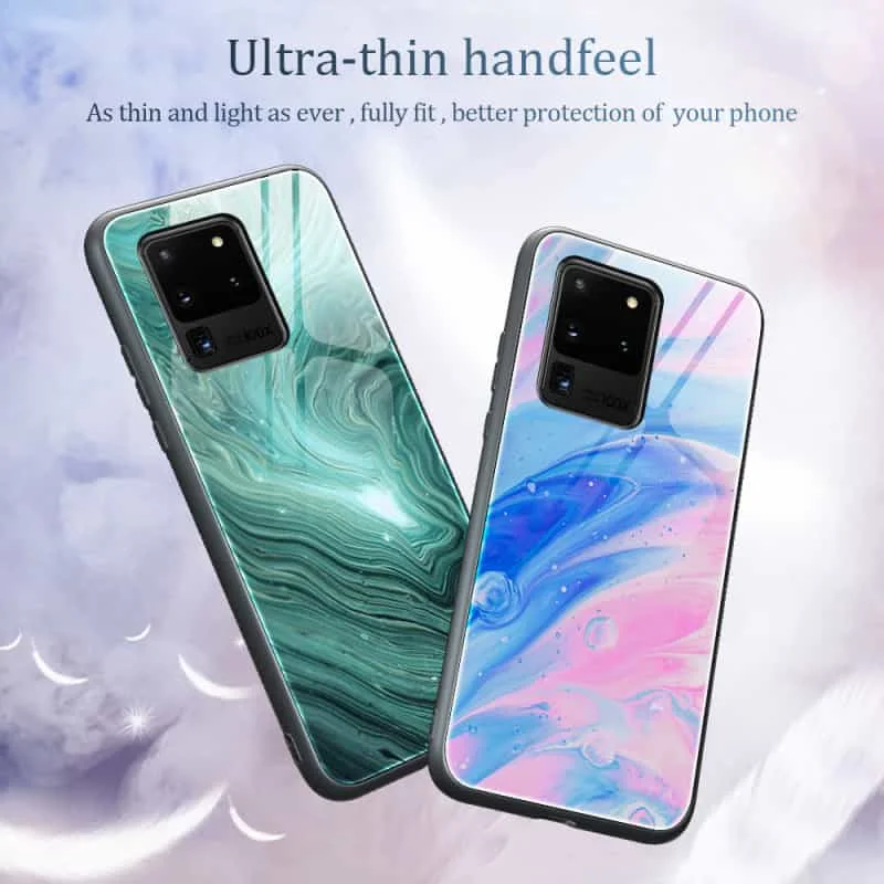 

Gradient Marble Case For Samsung Galaxy A80 A90 A72 A52 A42 A02S Tempered Glass Protective Cover For Galaxy A73 A40S A20E A20S