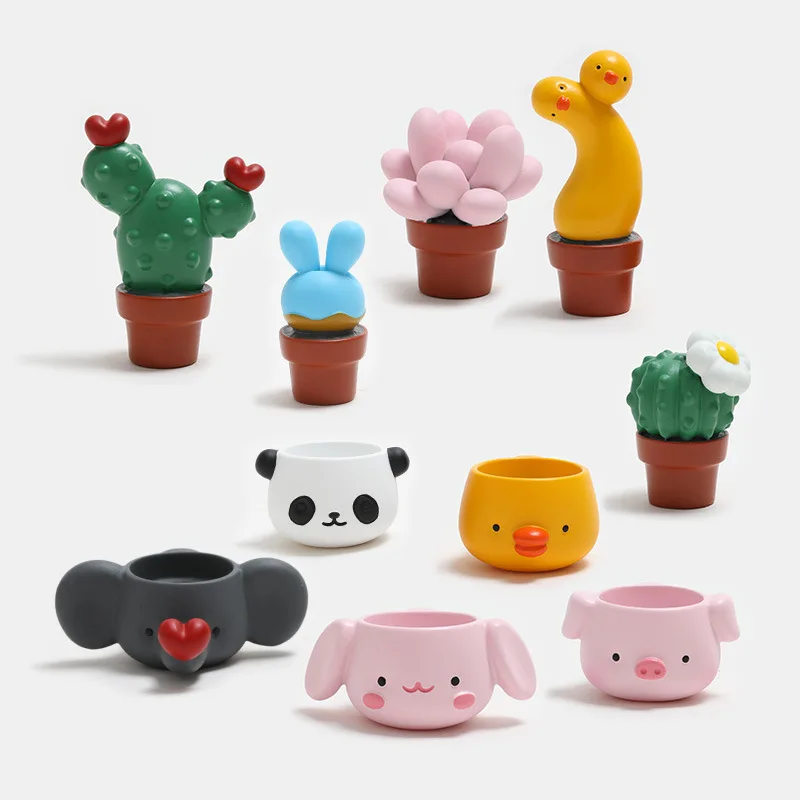 

Plush Plant With Flowerpot Refrigerator Magnet Combination Refrigerator Decoration Photo Wall Magnetic Sticker Cute Animal