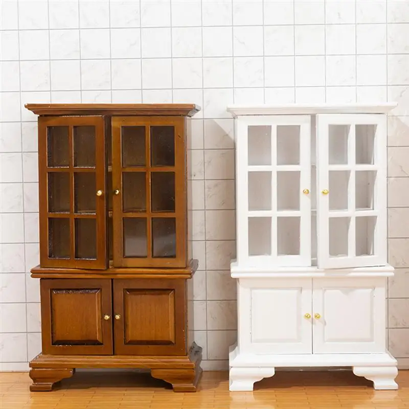 

1:12 Doll House Accessories Bookshelf Miniature Cabinet Doll House Decor Furniture Model Decoration Wooden Cabinet Decor