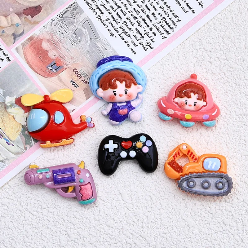 Миниатюрные кабошоны вертолеты и экскаваторы 100 шт. весёлподелки 50накл тракторы и экскаваторы