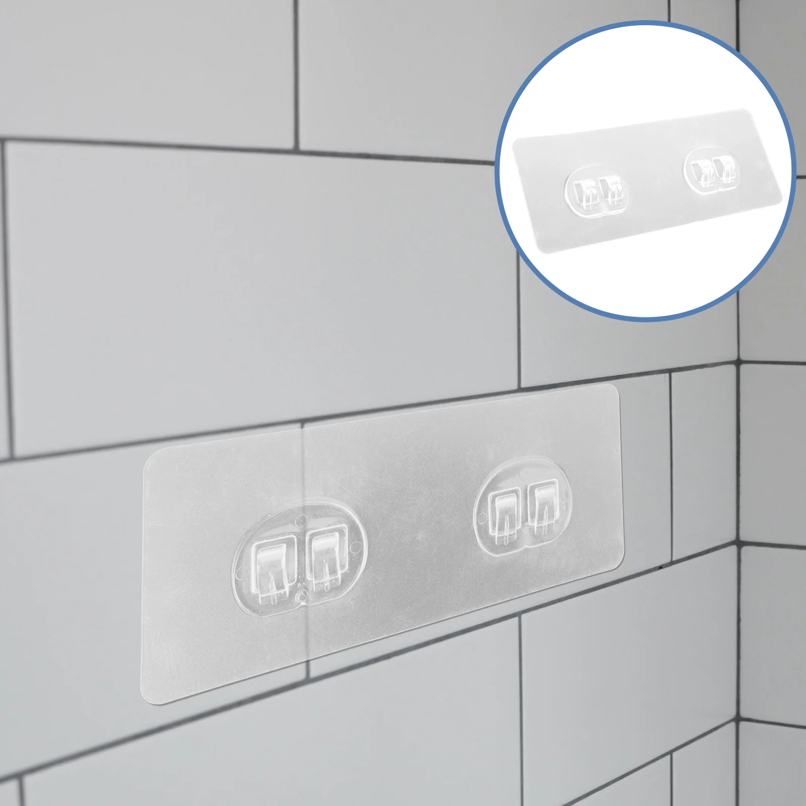 

Double Claw Non-marking Buckle Bathroom Shelf Hook Home Shower Organizer Punch Free Sticky Plastic Adhesive Heavy Duty Hangers