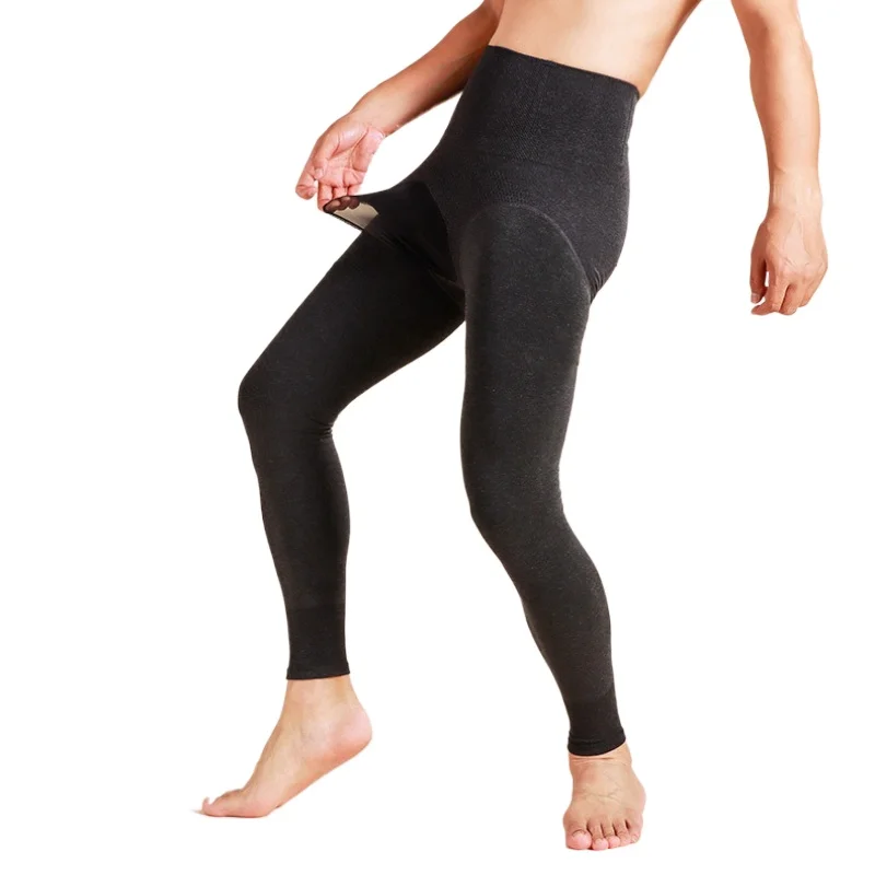 Мужские термобрюки с высокой талией антиобжимные флисовые колготки леггинсы