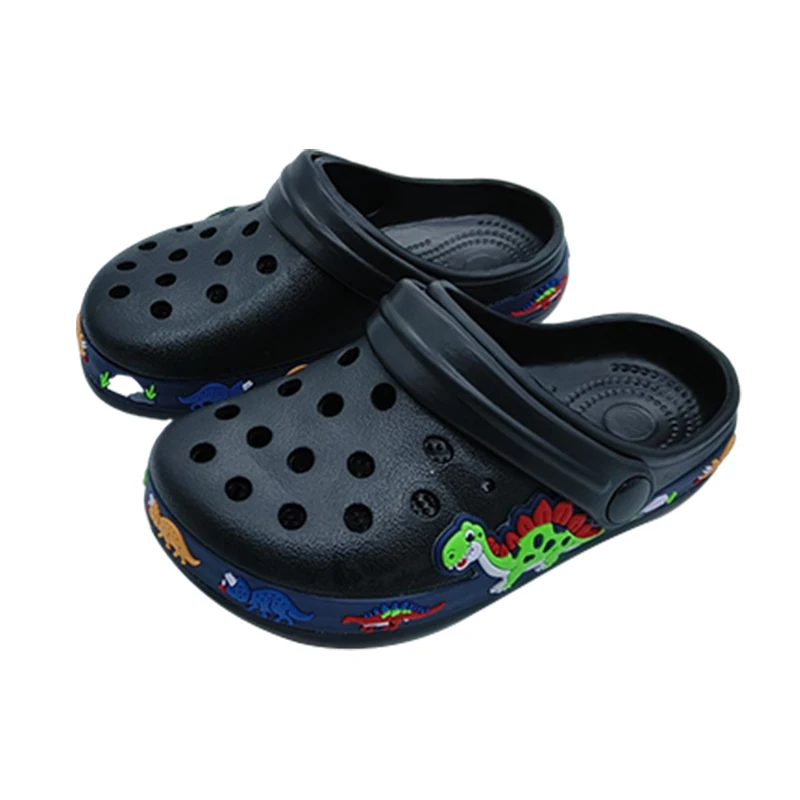 New Children Kids Sandals Summer Rubber Excavator Dinosaur Boy Girl Garden Shoes Black Beach Flat Slippers