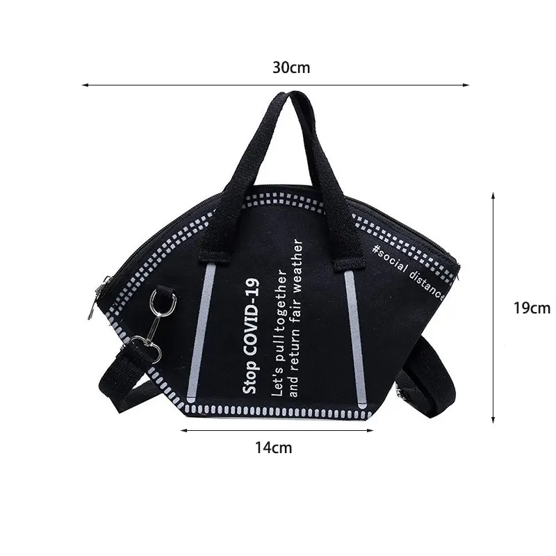 

1pc Women Zipper Bag With Shoulder Strap Mini Mask Shopping Bags Storage Tote Unique Design Female Bags