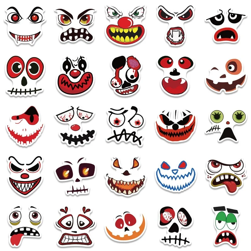 10/25/50pcs Halloween Theme Stickers Decals for Water Bottle Laptop Phone Skateboard Funny Party Supplies Kids Teens Adults Gift - купить по