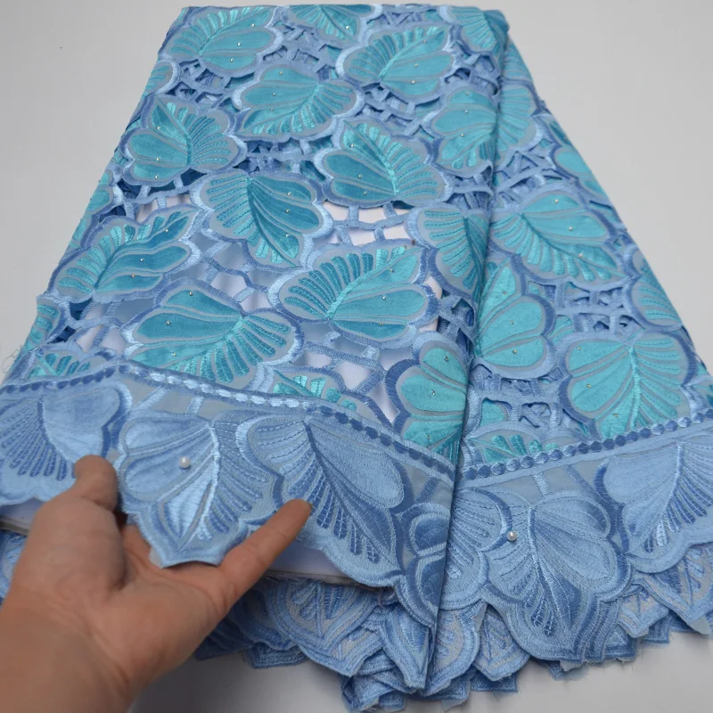 

12 colors (5yards/pc) high quality African cotton lace skyblue Swiss voile lace fabric with gorgeous embroidery for dress CLP439