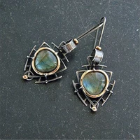 vintage triangle resin stone moonstone drop hanging earrings for women boho ethnic tribal geometric dangle earring jewelry gift