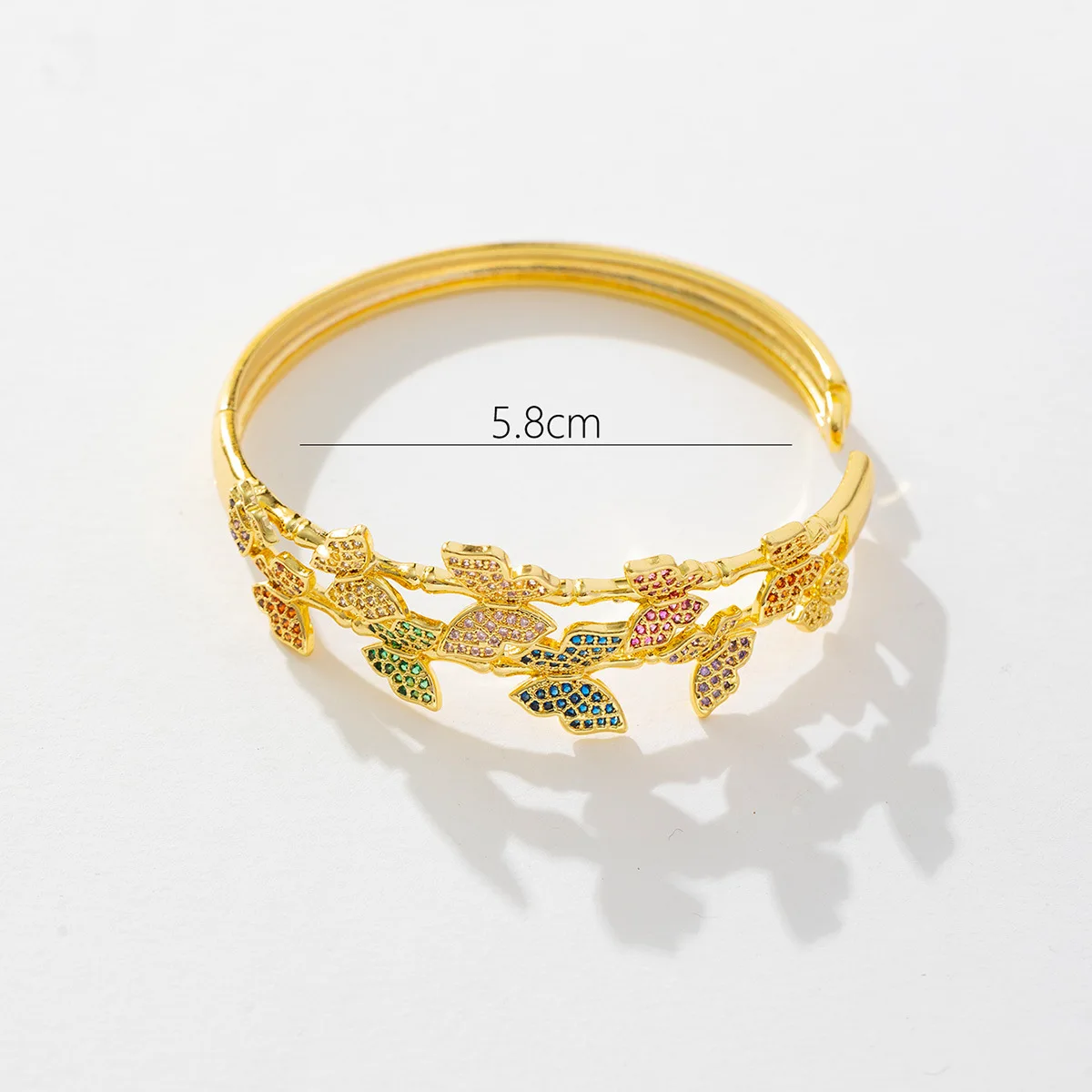 Новый милый и свежий позолоченный Красочный браслет с бабочками из бриллиантов