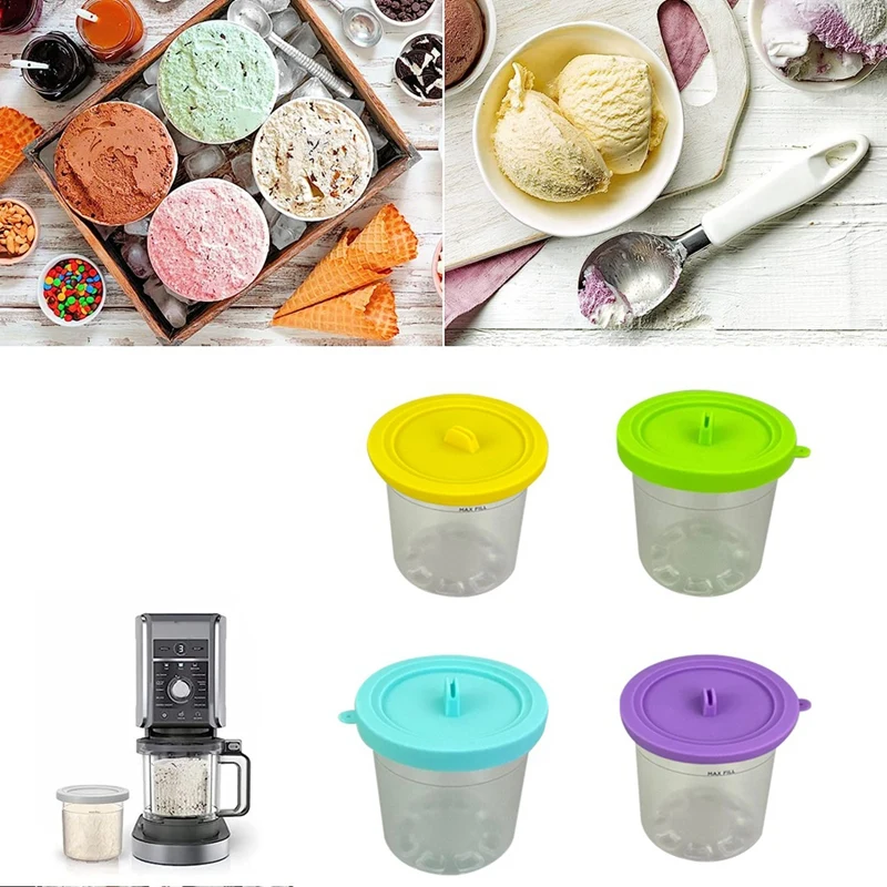 4 шт. пинты для мороженого с крышками ниндзя серии NC299AMZ и NC300S XSKPLID2CD Creami