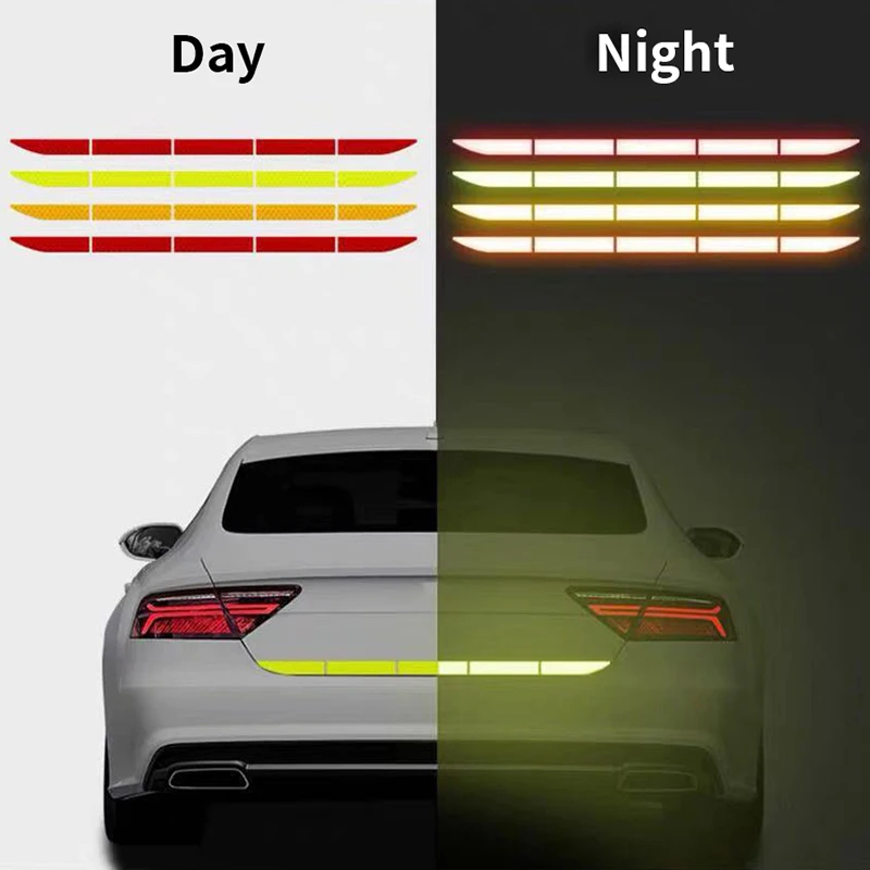 

5pcs/set Car Tail Box Reflective Sticker Scratch Luminous Anti-collision Tail Warning Strip Car Body Trunk Sticker Decoration