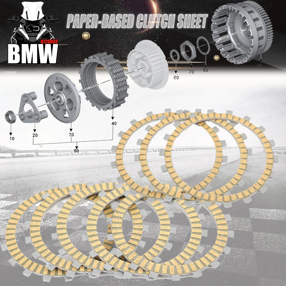 

For BMW R1200GS R1200R R1200RS R1200RT R1250GS R1250RT Clutch Friction Disc Plate Kit 8P Set R 1200 1250 R GS RT RS