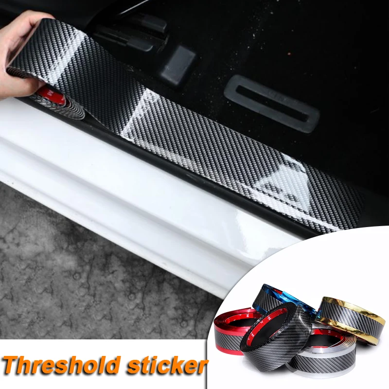 

5/7cm*1M Car Stickers Anti Scratch Door Sill Protector Rubber Strip Carbon Fiber Car Threshold Protection Bumper Film Sticker