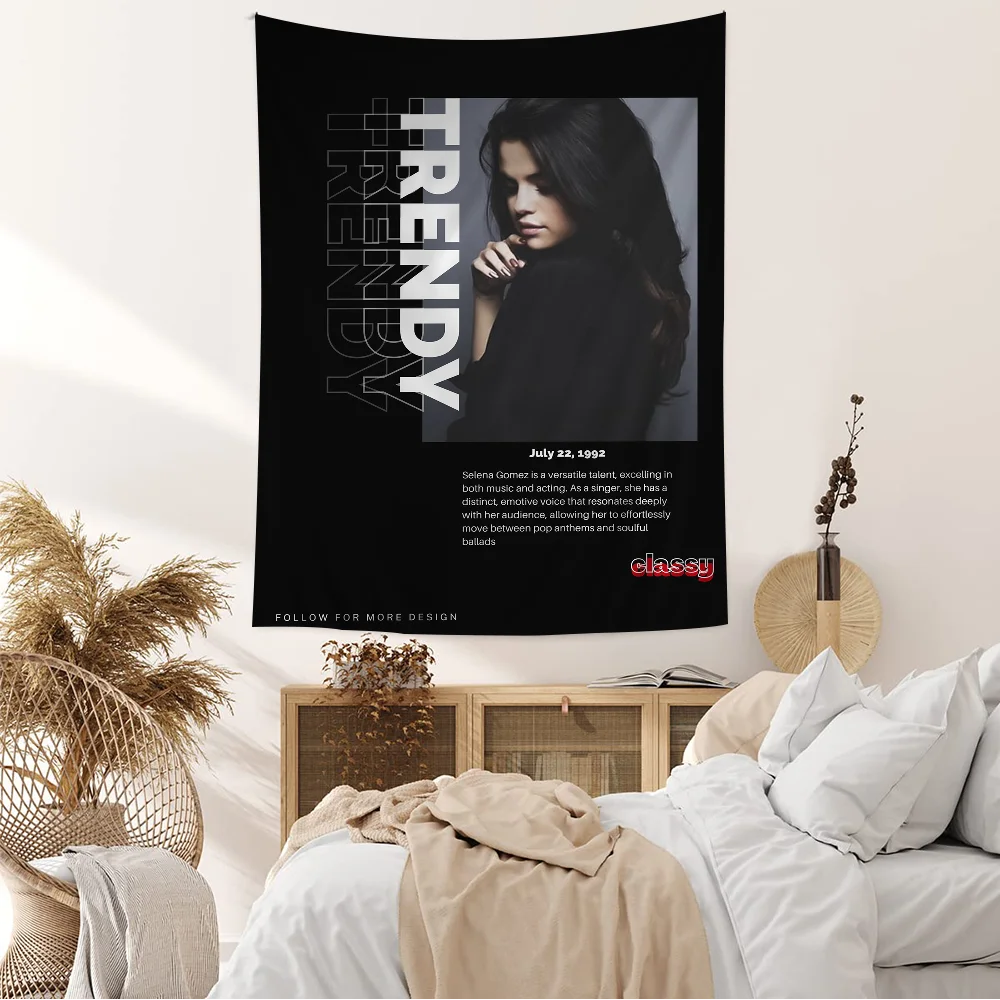 S-Selena G-Gomez Cartoon Tapestry For Living Room Home Dorm Decor INS