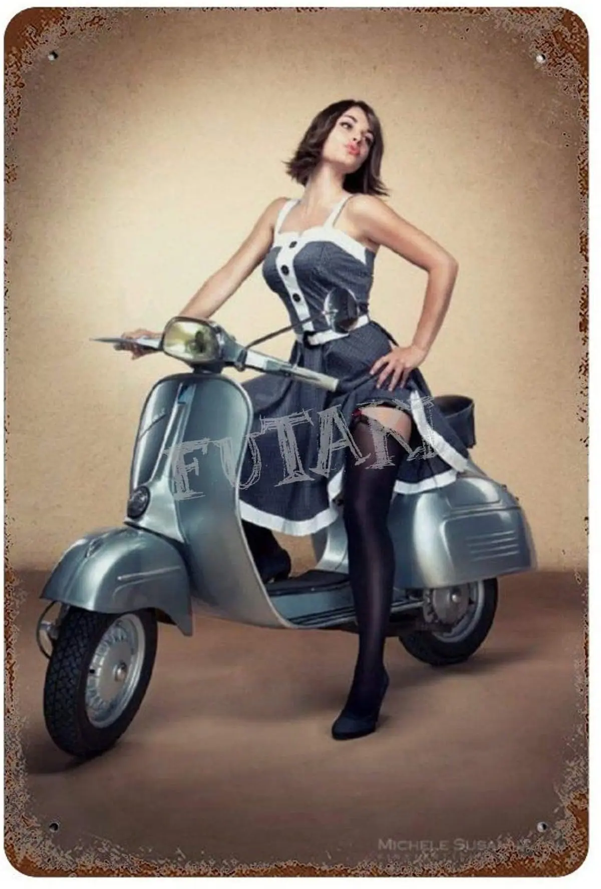 

Vespa Electric Car Sexy Stockings 6 Vintage Tin Sign Art Iron Painting Rusty Poster Decoration Aluminum plaque