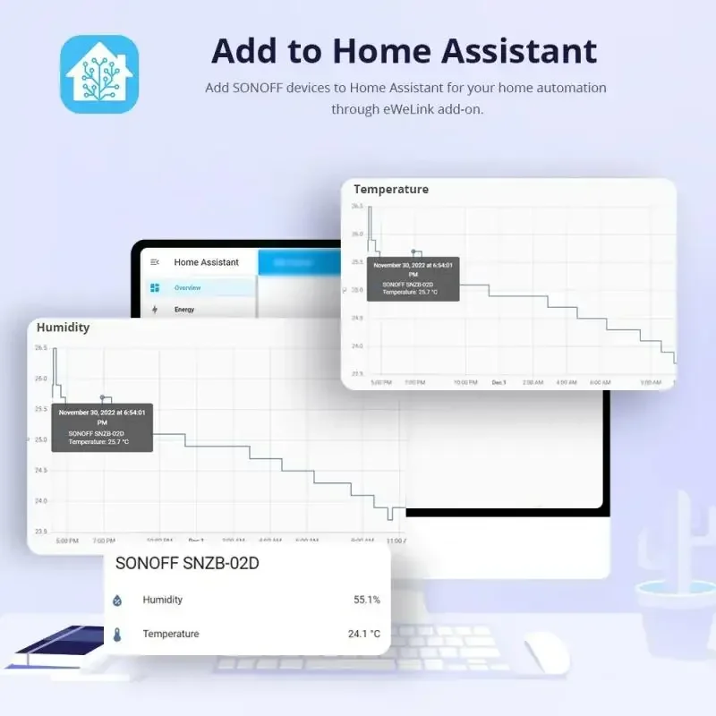 Умный датчик влажности и температуры с ЖК-экраном для EWeLink Alexa Google Home Assistant Alice