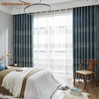 european style new style chenille embroidery jacquard shade curtains for living dining room bedroom