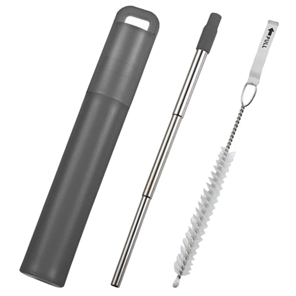 

1 Set Reusable Metal Straw Collapsible Stainless Steel Drinking Straw Telescopic Straw with Case Cleaning Brush