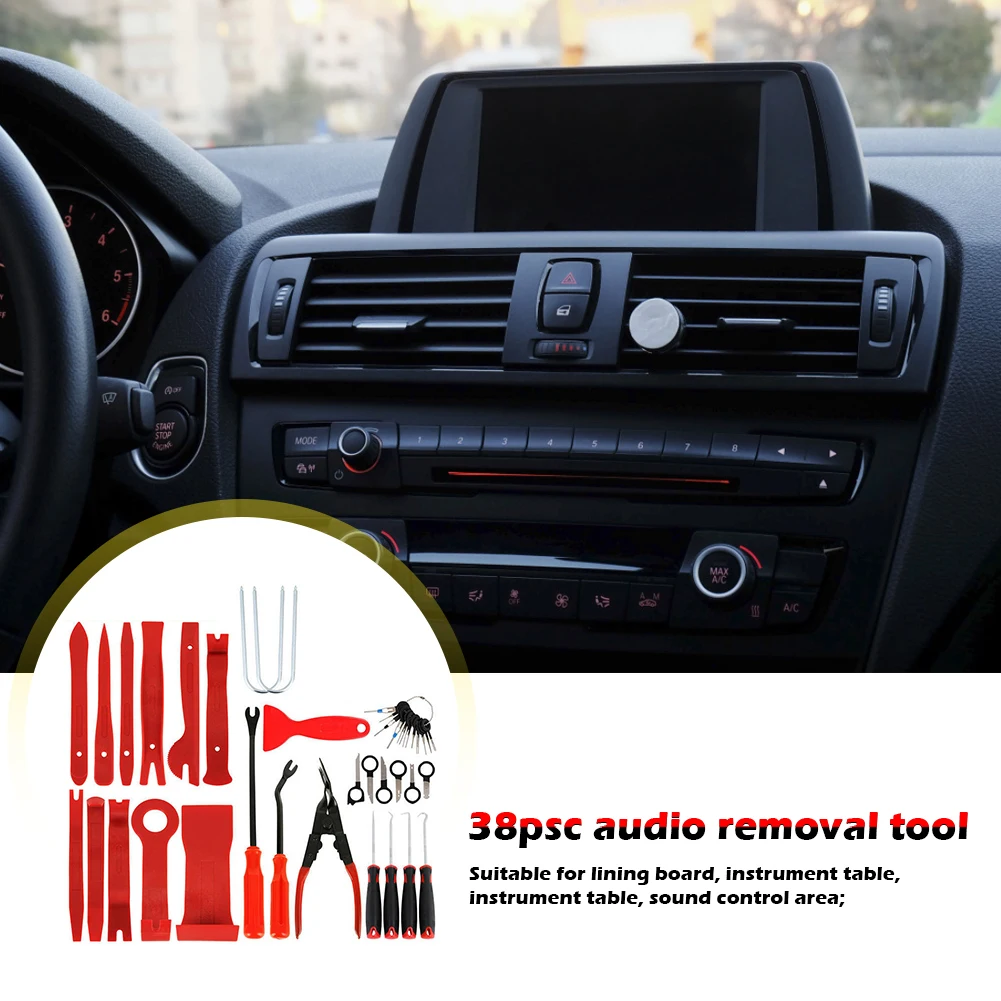 

38pcs/set Car Radio Panel Removal Tool Kit Red Unique Dashboard Door Trim Panel Clip Portable Car Ornaments