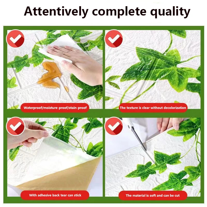 Рулон водостойких самоклеящихся 3d-наклеек с имитацией кирпича 70 х10 м