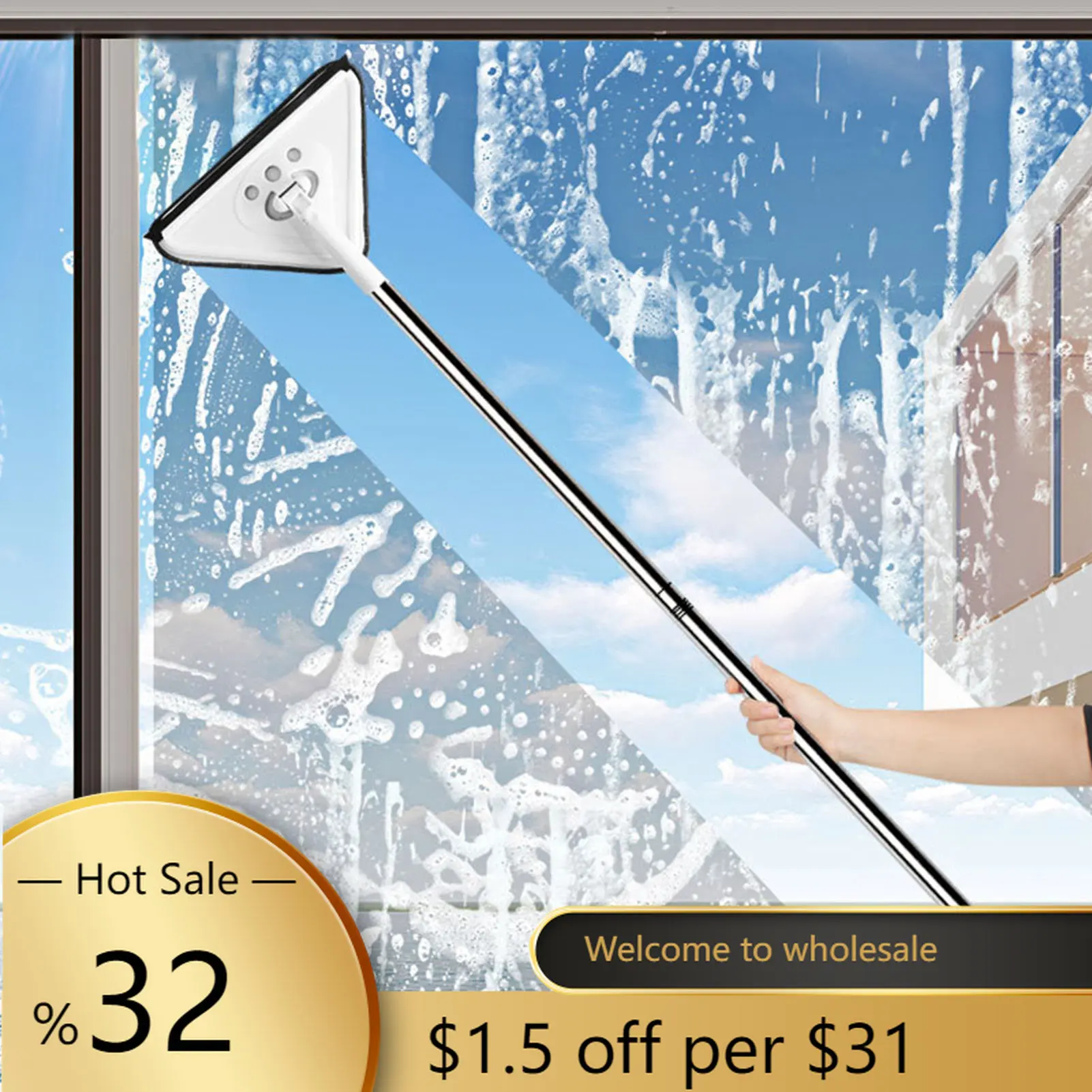 

Multifunctional Triangle Mop Lazy Dust Mop Household Dusting Mop Window Cleaning Car Cleaning Mop Glass Wiper Cleaning Tool