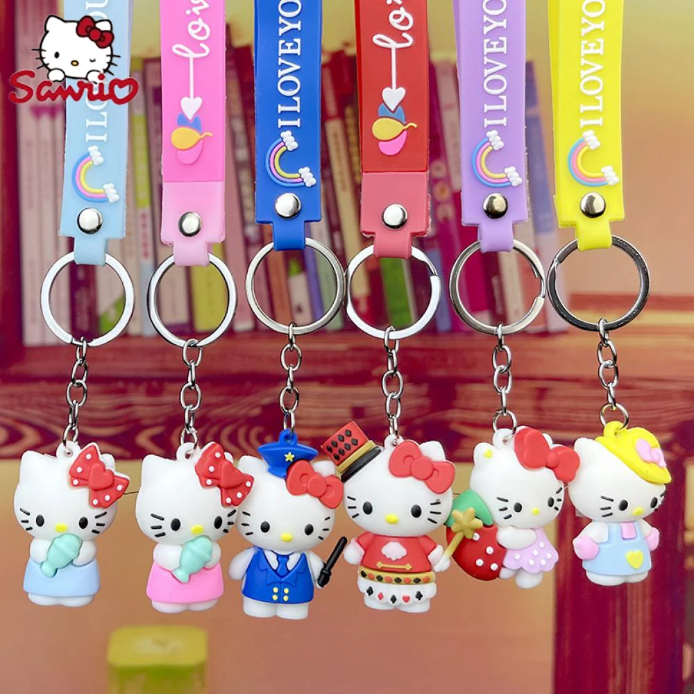 

Key Chains Sanrio High Quality Pvc Hello Kt About 6Cm Kawaii Promotional Couple Lovely Gifts for Girls Boys Friends Childrens