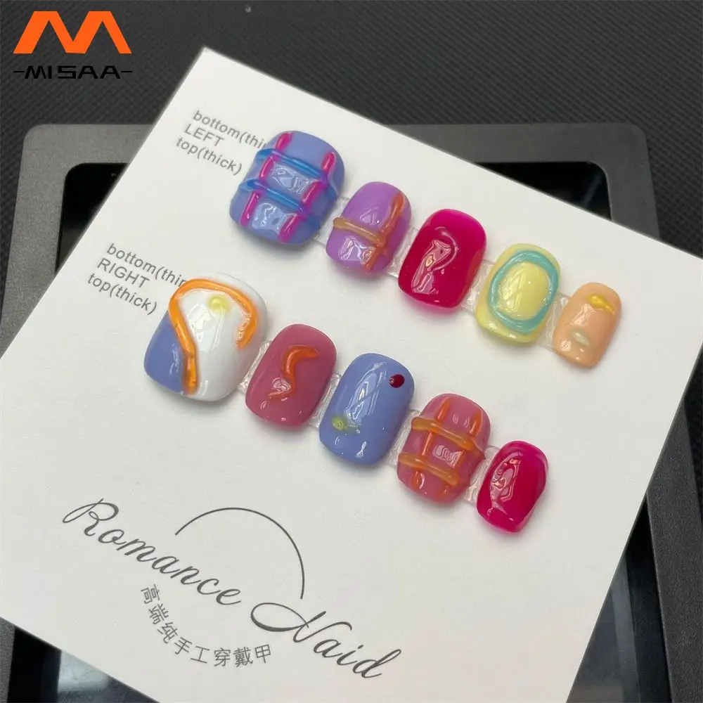 

Wear Armor Natural 3d Short Nail Art Handmade Short False Nails Simple Lovely Nail Stickers False Nails Easy To Use Nail Patch