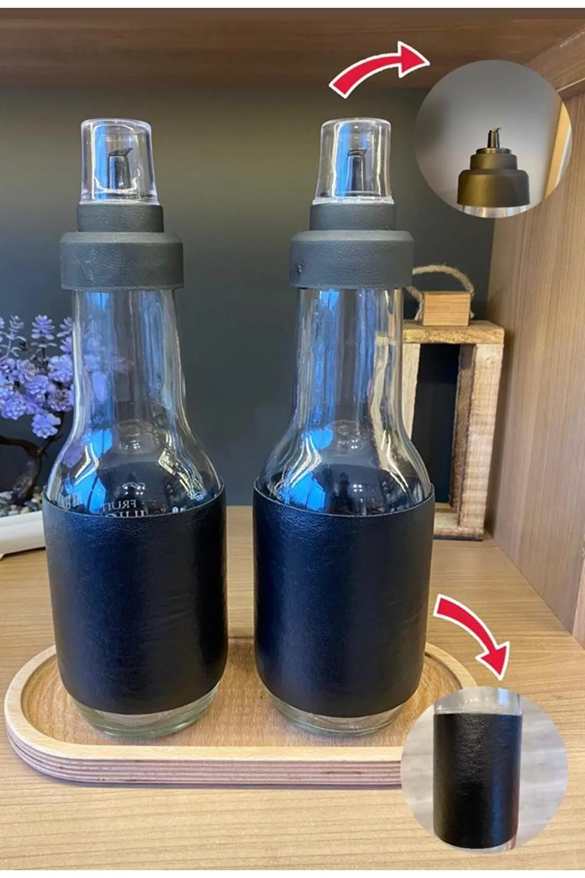 

LEATHER CASE XL 1 LITER DROPPING Smart Wooden Stand Glass Oil Set Kitchen Accessories Gift Gift Gift Gift Gift for Home 196560076